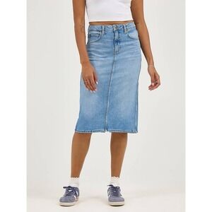 Lee Workwear Women's Blue Denim Jean Skirt Back Split Pockets  Knee Length 16M